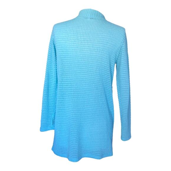Blakeley Blue Waffle Knit Open Front Lola Cardigan Long Sleeve Women's XS/S - Picture 3 of 8
